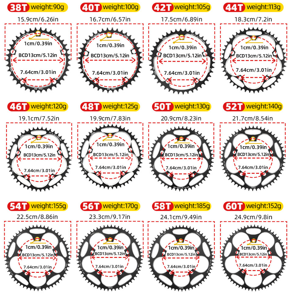 VXM Road Bicycle Folding Bike 130BCD Crank Aluminum Narrow Wide Chainring 38 42 48 52 60T Chainwheel