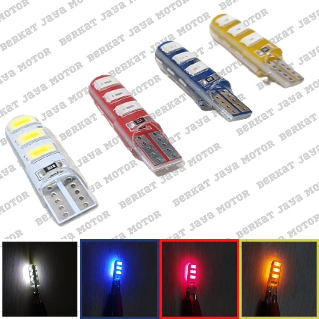 T10 CRYSTAL KRISTAL JELLY 6 MATA LED 5730 LAMPU SENJA SEN SPEEDOMETER MOTOR MOBIL UNIVERSAL