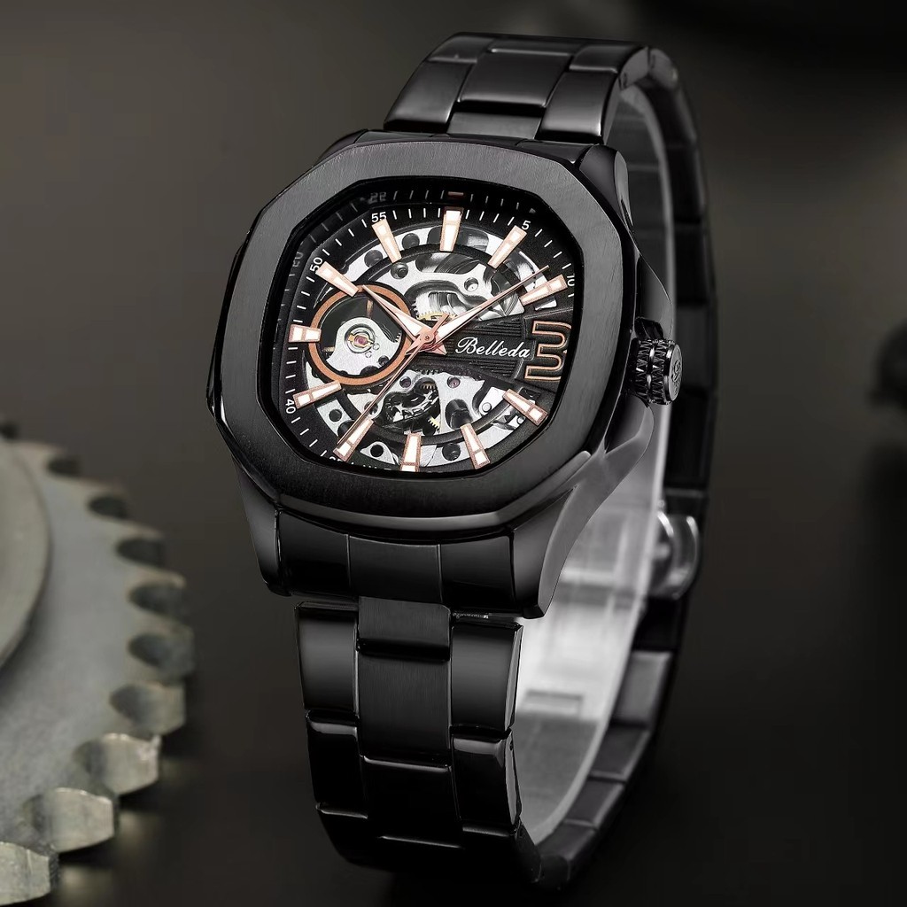 GJ Jam Tangan Pria Automatic Belleda 9633 Rantai Stainless Steel  Jam Tangan Anti Air