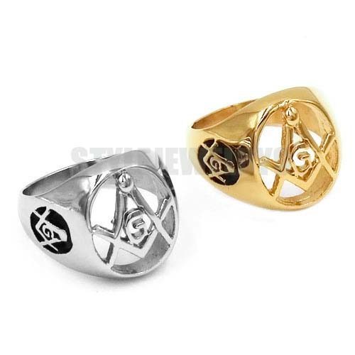 Silver Color Gold Masonic Biker Ring Stainless Steel Jewelry Fashion Freemasonry Masonic Men Women R