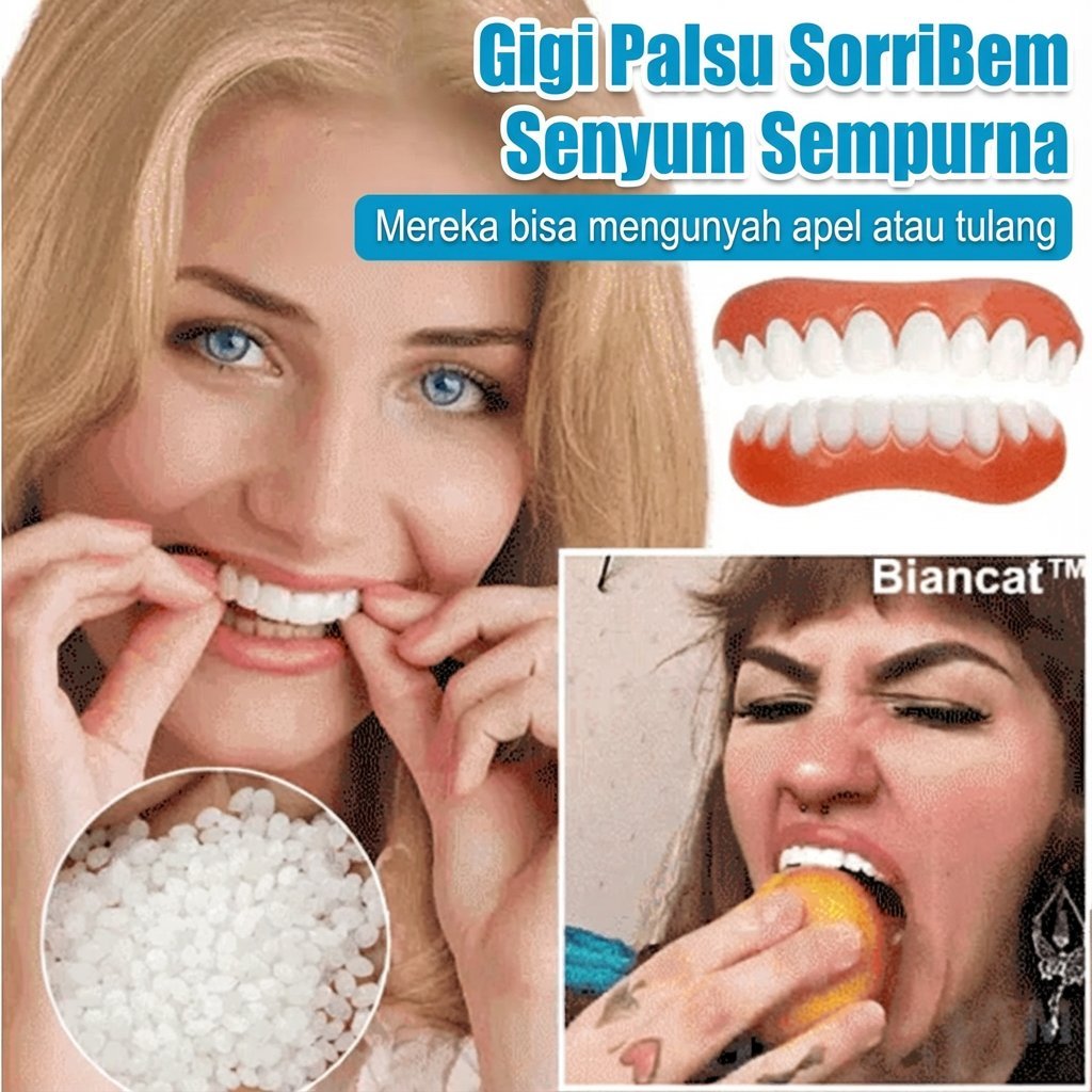 Ready Stock & Terlaris | Gigi Palsu Senyum Sempurna | Untuk Pria Wanita | Makeup Rahang Bawah | Gigi