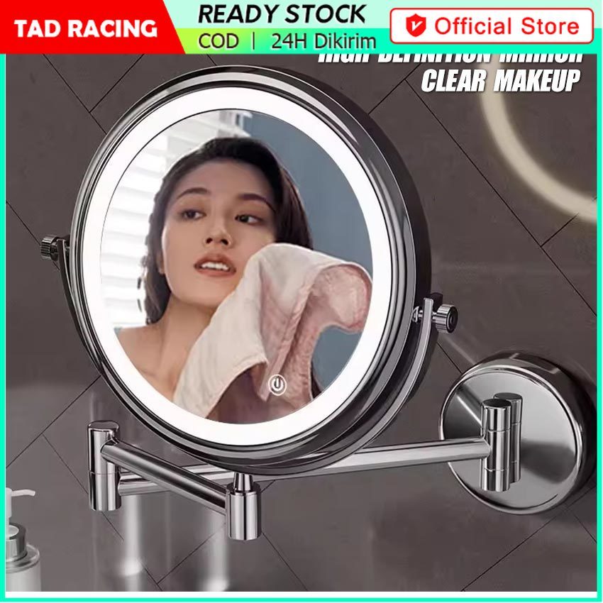 Kaca Cermin Dinding Make Up Rias Lampu Led Kamar 360 Pembesaran 7x - Cermin Rias Tempel Pembesar Din