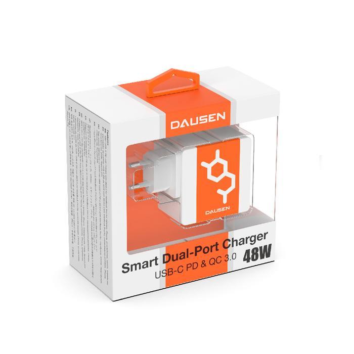 DAUSEN Dual Port Wall Charger 48 Watt PD + QC3.0 - EU plug - Wall Charger 48 Watt PD