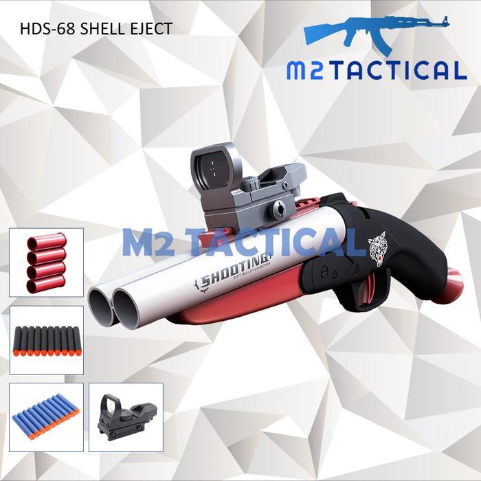 HDS 68 Double Barrel Shotgun Shell Ejection Dart Blaster Kid Version - Merah