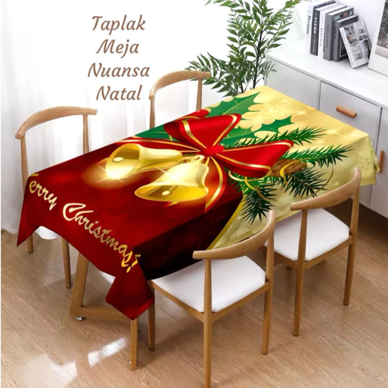 (angkasa aja02) Taplak Meja Makan Natal Taplak Meja Persegi Kain Premium