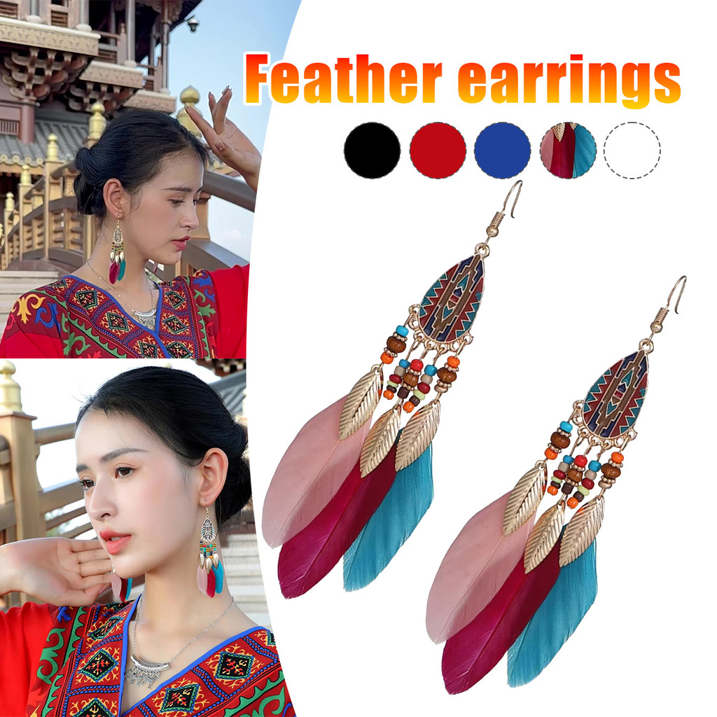 Anting bulu bulu Etnik Vintage Hijab Hijabers BaliEtnik Anting Hijab Korea Hijabers Panjang