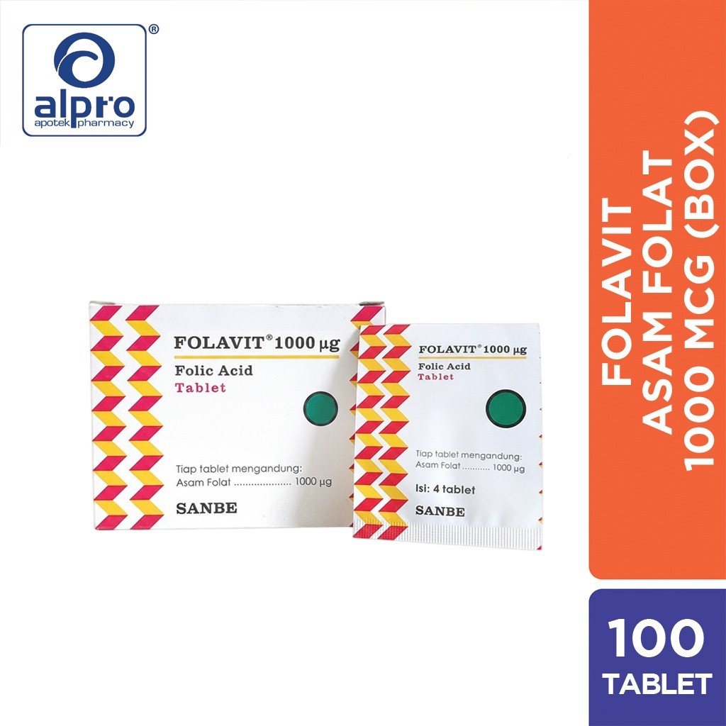 Folavit Folic Acid 1000Mcg 25X4 Tablet