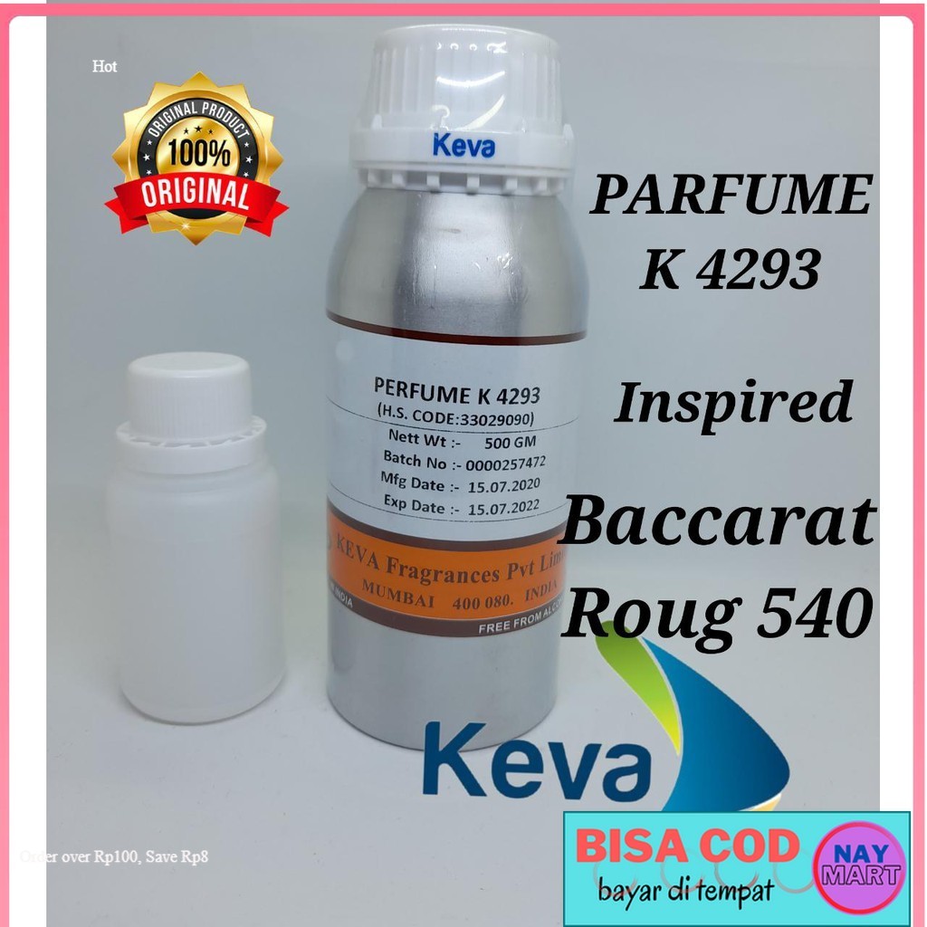 PARFUME K 4293 BIBIT PARFUM MURNI 100 ML .BY KEVA INSPIRASI BACCARAT ROUG 540 BERKYUALITAS