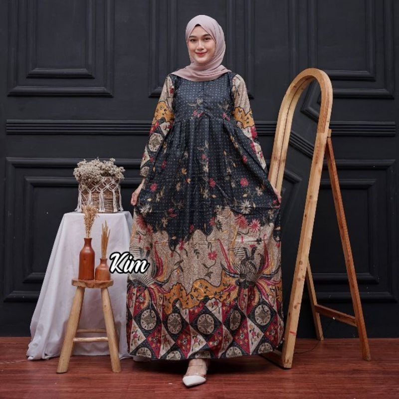 GAMIS BATIK SRIWEDARI MAXI BUMIL/BUSUI KATUN SOGAN ALLSIZE DAN JUMBO