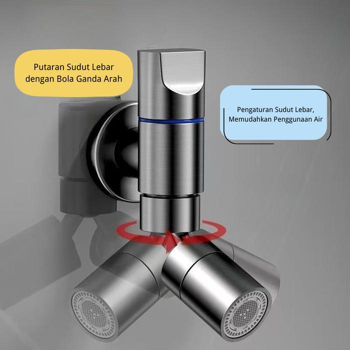 Kran Air Stainless Kran Putar 360 Kepala Putar Tekanan Ganda | Bak Cuci Piring Flexibel 1/2"