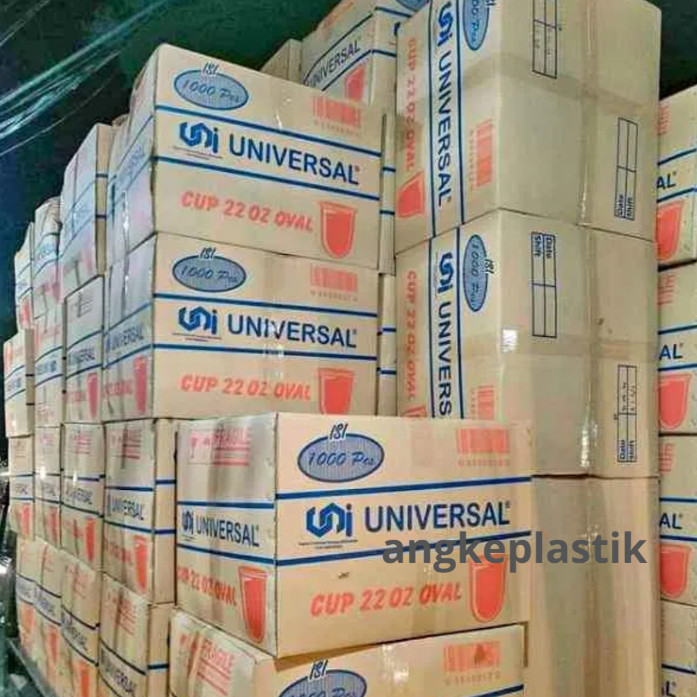 GELAS ISI 1000PCS CUP OVAL 22oz UNIVERSAL CUP GELAS PLASTIK 22oz GELAS PLASTIK MINUMAN / CUP OVAL 18