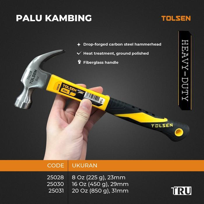 PALU KAMBING 8 16 20 oz / Claw Hammer Handle Fiberglass Tolsen - 8 Oz (225 g)