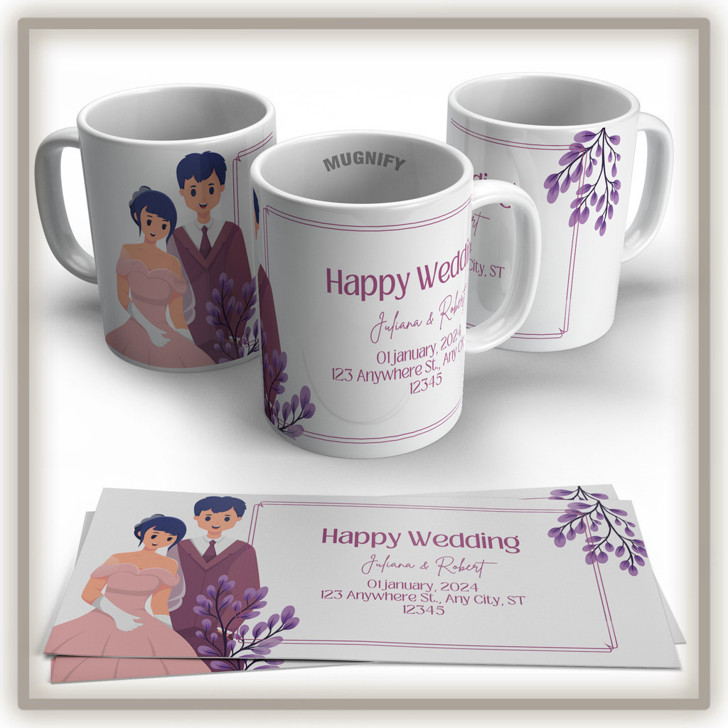 Souvenir Pernikahan Gelas Mug Custom Elegan | Kado Unik Cantik