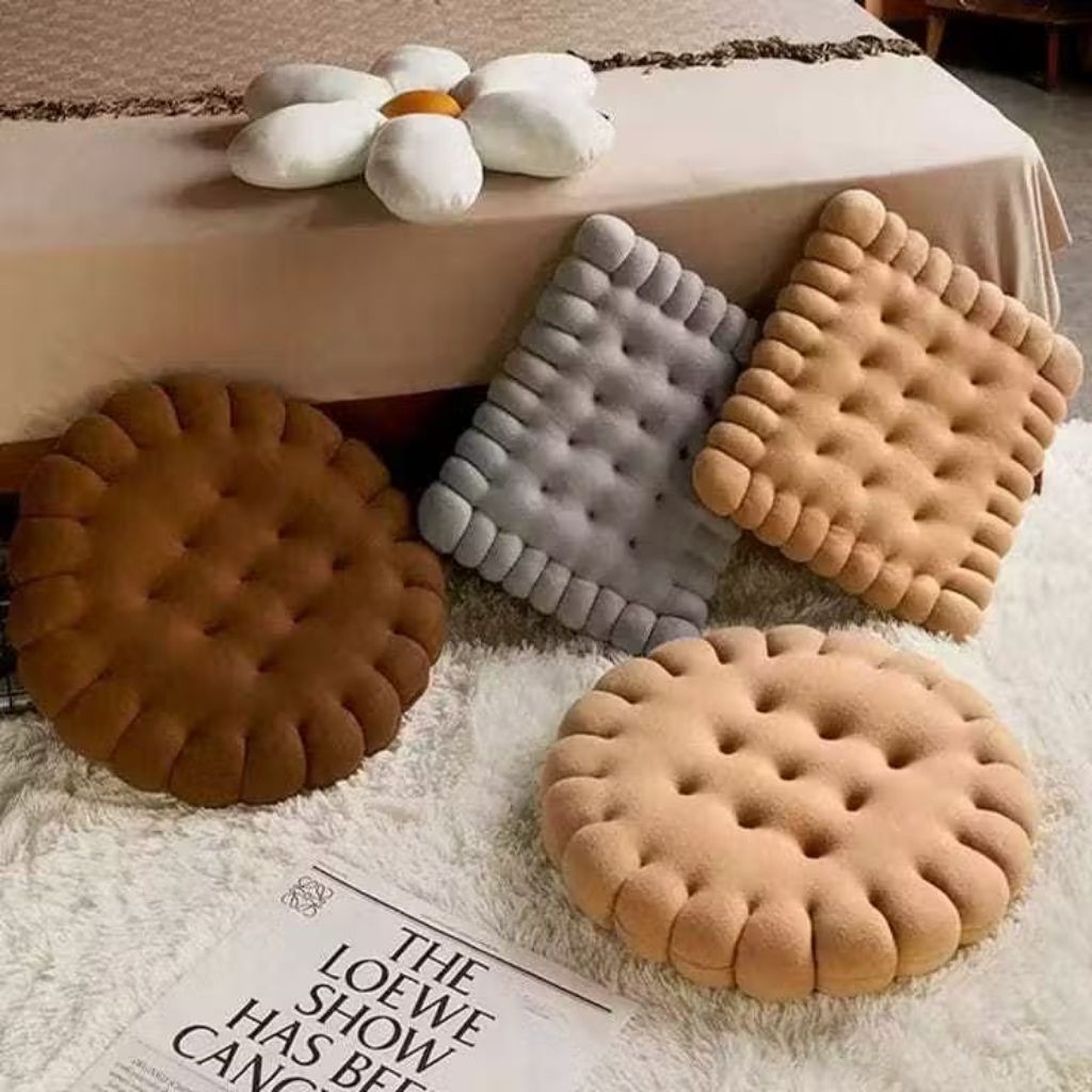 Bantal Biskuit Bulat Alas Duduk Sofa Kursi Bantal Lucu Unik Hadiah Ulang Tahun Mewah Tamu Bahan Plus
