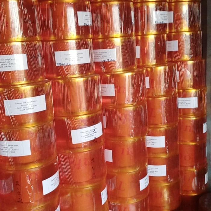 tirai PVC curtain tebal 3mm x 20cm x 210cm ( PVC curtain 3mm meteran ) - orange clear