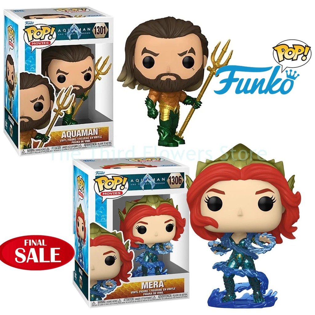 2025 New FUNKO POP Aquaman and the Lost Kingdom Aquaman #1301 Mera #1306 Action Figure Model Collect