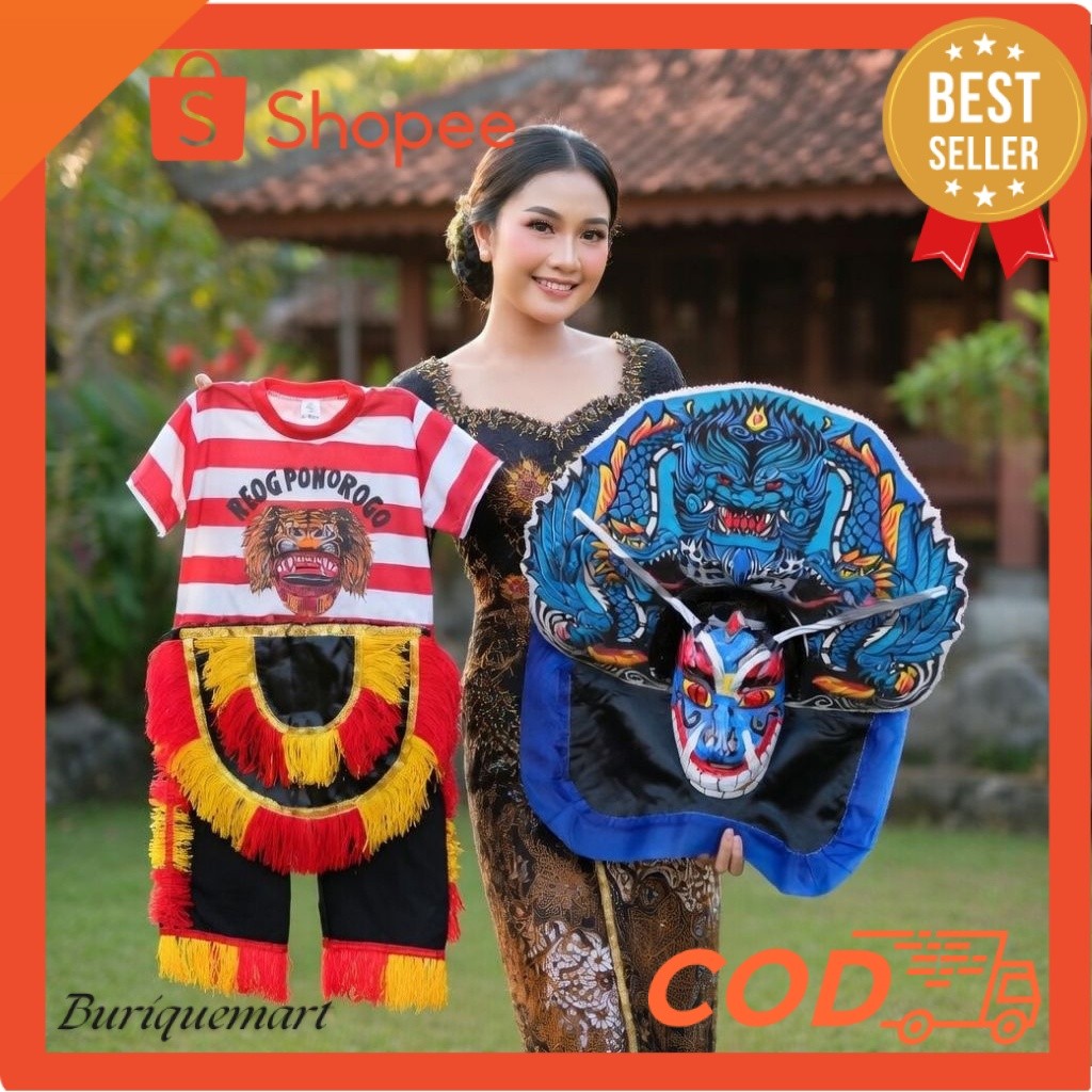 Banting Harga Kostum Reog Anak Set Lengkap Barongan Devil Spon Jumbo Caplokan Kaos Celana Jaranan Re