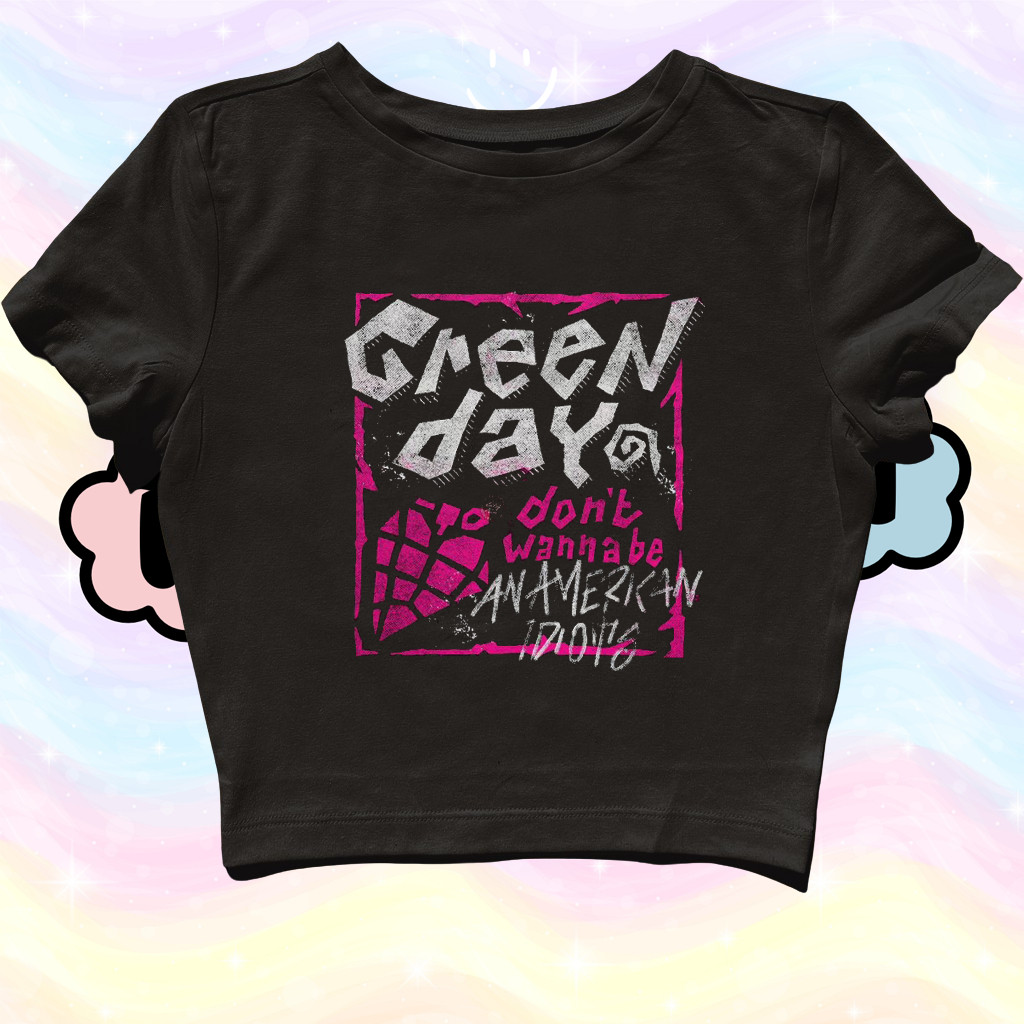 | CROP TOP GREEN DAY DON'T WANNA BE AMERICAN | GRUNGE | Y2K | METAL | VINTAGE | ANIME | BAND | KPOP 