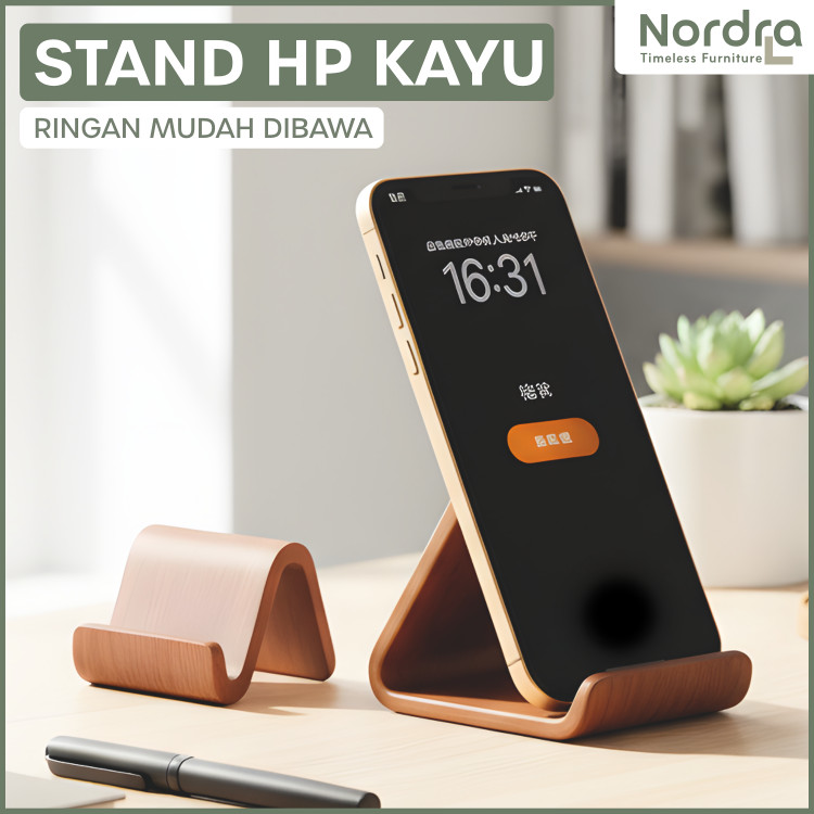 Stand Holder Hp Meja Wooden Phone Holder Stand Handphone Sandaran Dudukan Hp Ponsel Kayu