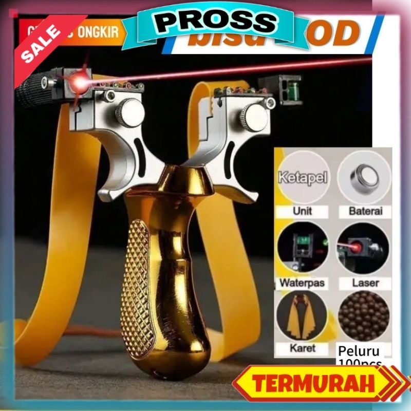 ketapel Burung 1set Lengkap Tali dan Laser Plus 100 Butir Peluru Bisa COD Ketapel Slingshot / Ketape