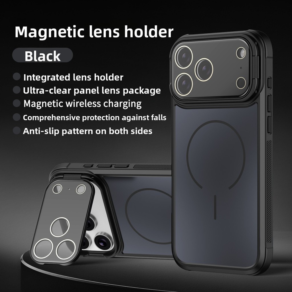 Casing Ponsel Anti-slip dengan Pelindung Kamera Magnet Kuat untuk iPhone 17 16 15 14 13 12 11 Pro Ma