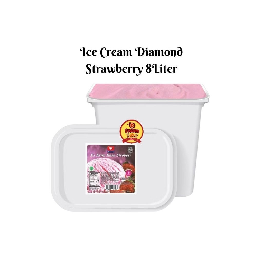 Es Krim Diamond Strawberry 8liter Ice Cream Box Kotak Lembut Creamy Rasa Dan Wangi Strawberry