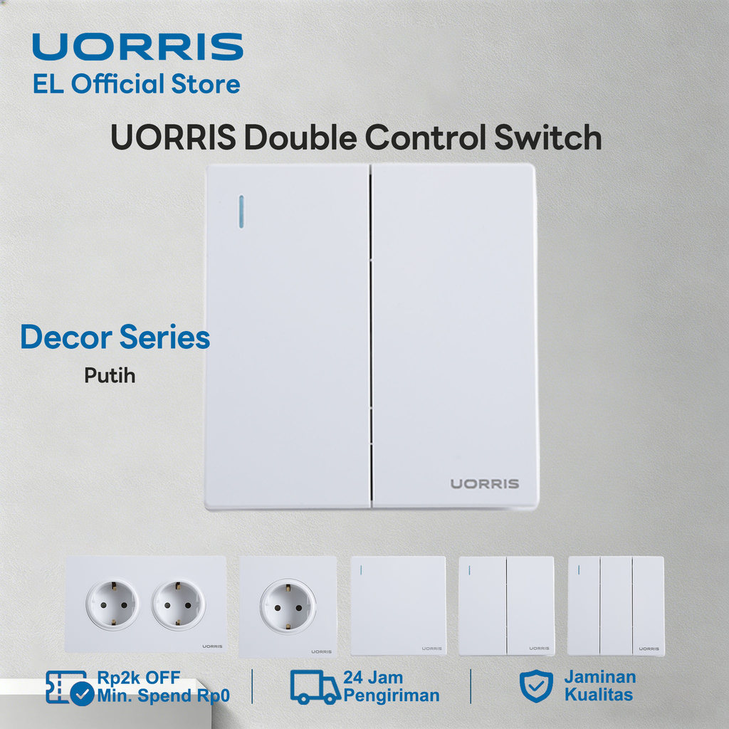 UORRIS Stop Kontak White / Stop Kontak 1 Gong 2 Way
