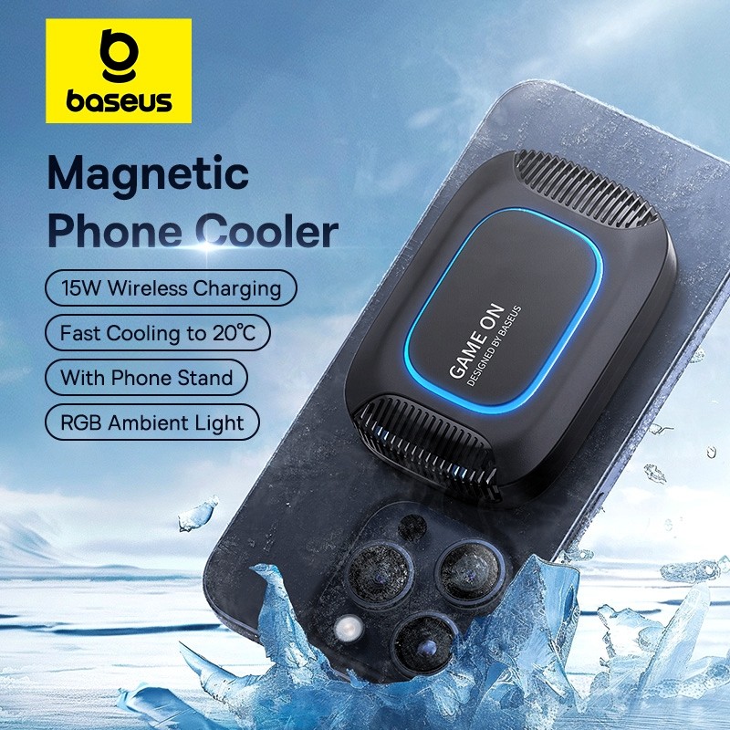 Baseus Magnetic Phone Cooler with 15W Wireless arging for iPhone 16 Pro Max Game Raator with Mobile 