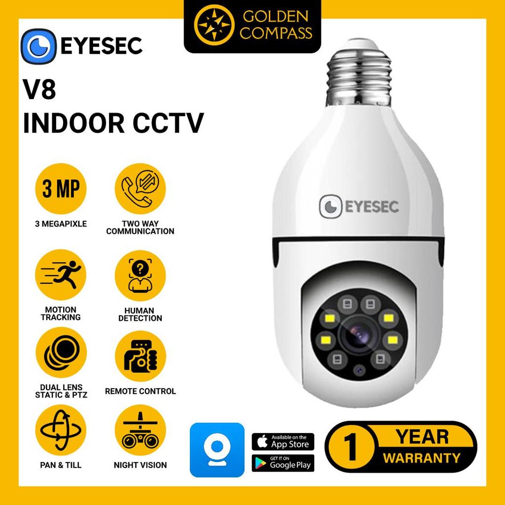 EYESEC CCTV Lampu V8 Pro Kamera CCTV Wifi Lampu CCTV 360 Derajat