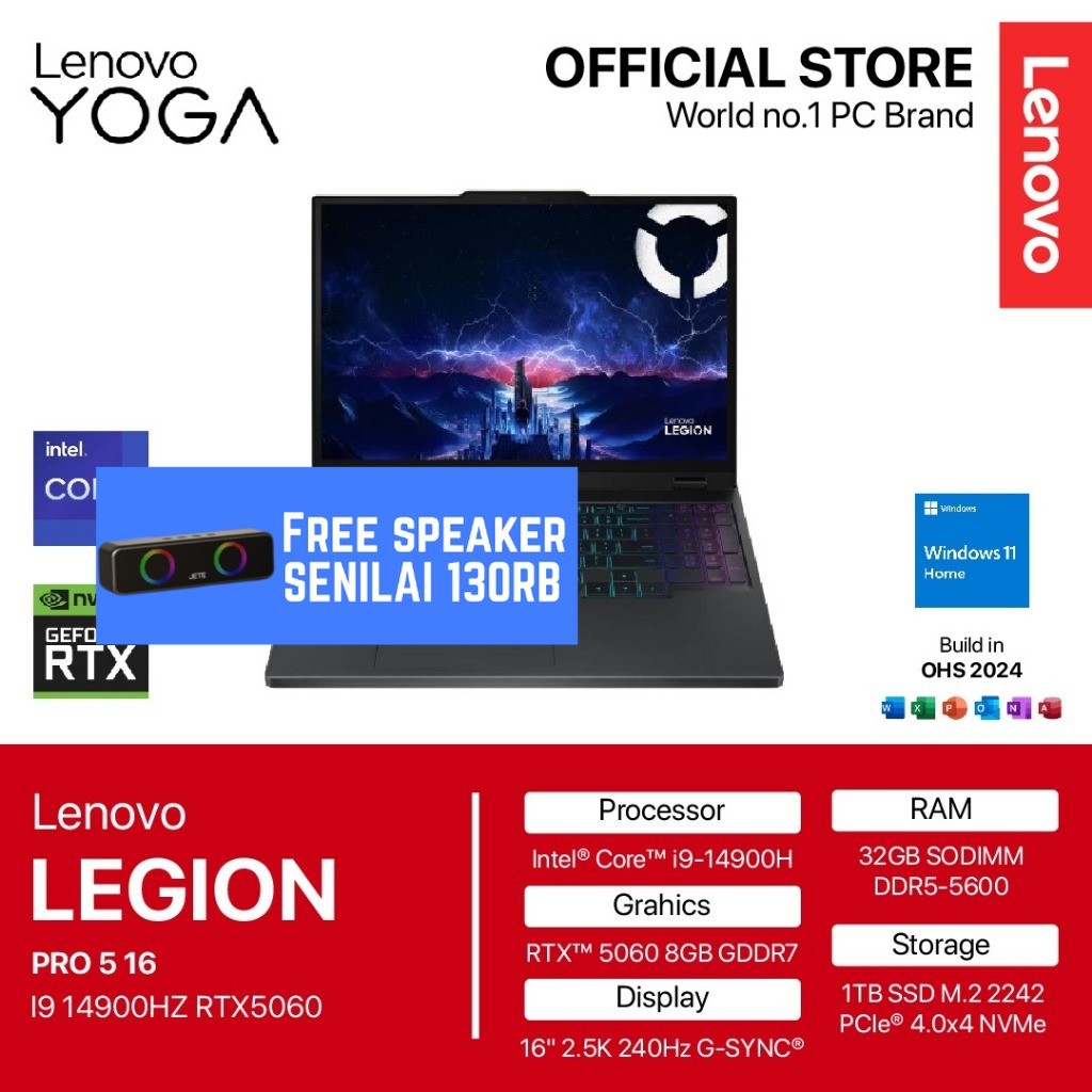 LENOVO LEGION PRO 5 16 I9 14900HZ RTX5060 8GB/ 32GB 1TB 1TB W11+OHS 16.0 WQXGA 240HZ 24ZRGB - 54ID