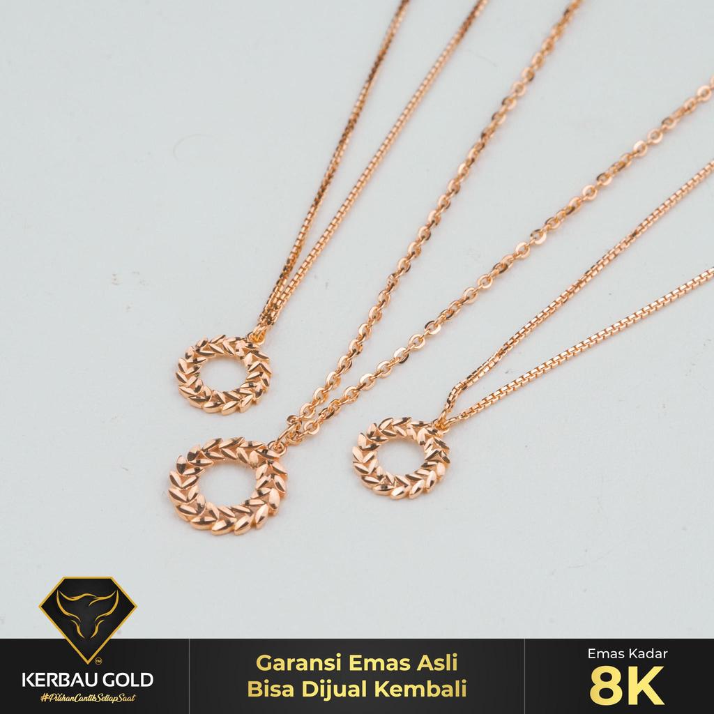 [Kerbau Gold] Kalung Emas Serut Ring Daun 8k - Emas Asli 100%