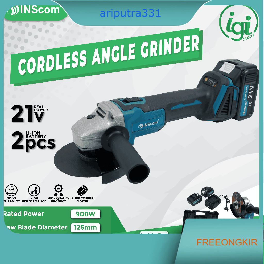 MESIN GERINDA BATERAI CORDLESS SET ANGLE GRINDER GRINDA TANGAN