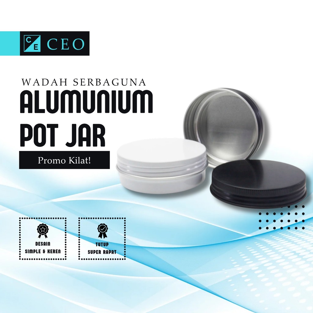 ALUMUNIUM POT JAR - Wadah Kaleng Bulat, Hitam Putih 10gr 15gr 20gr 30gr - Packaging Pomade Kosmetik
