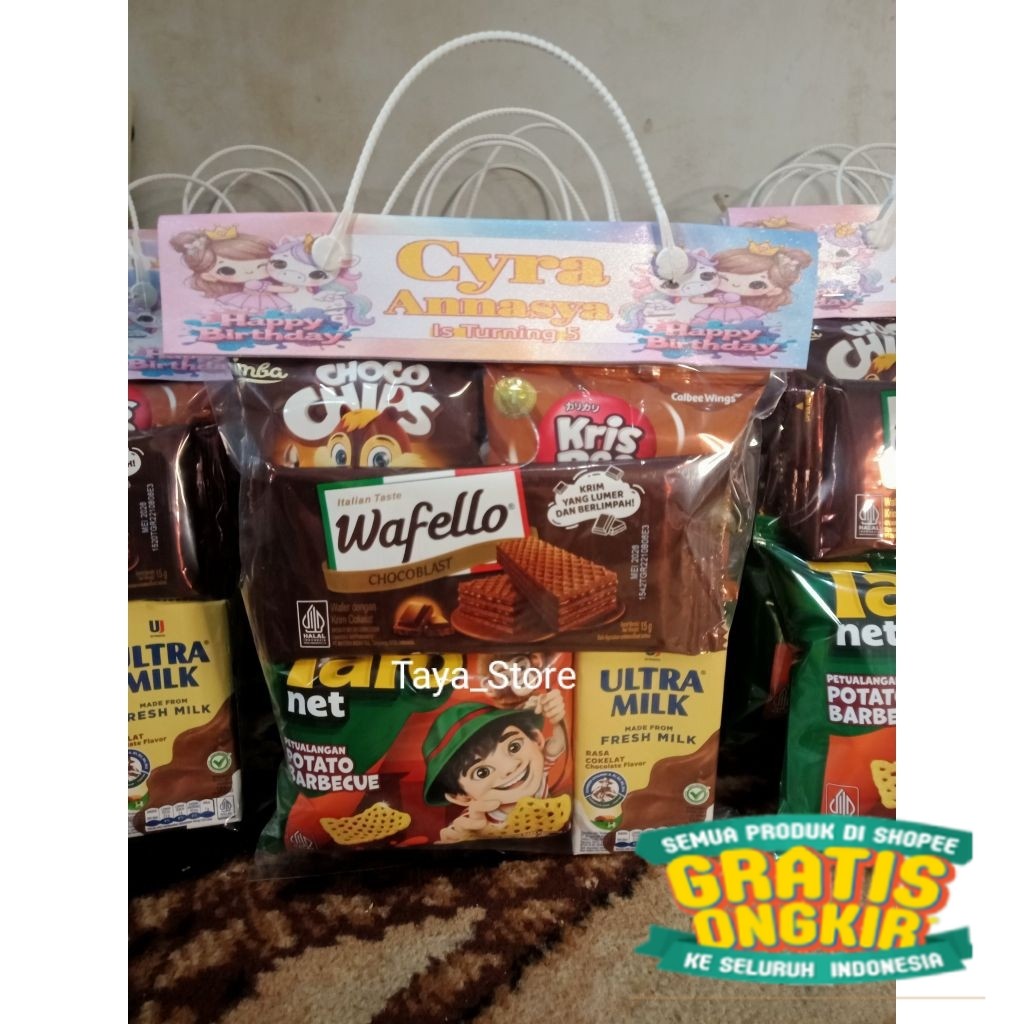 Hampers Snack Ulang Tahun / Paket Snack Ultah / Bingkisan Ulang Tahun Anak / Bingkisan Elegan Keluar