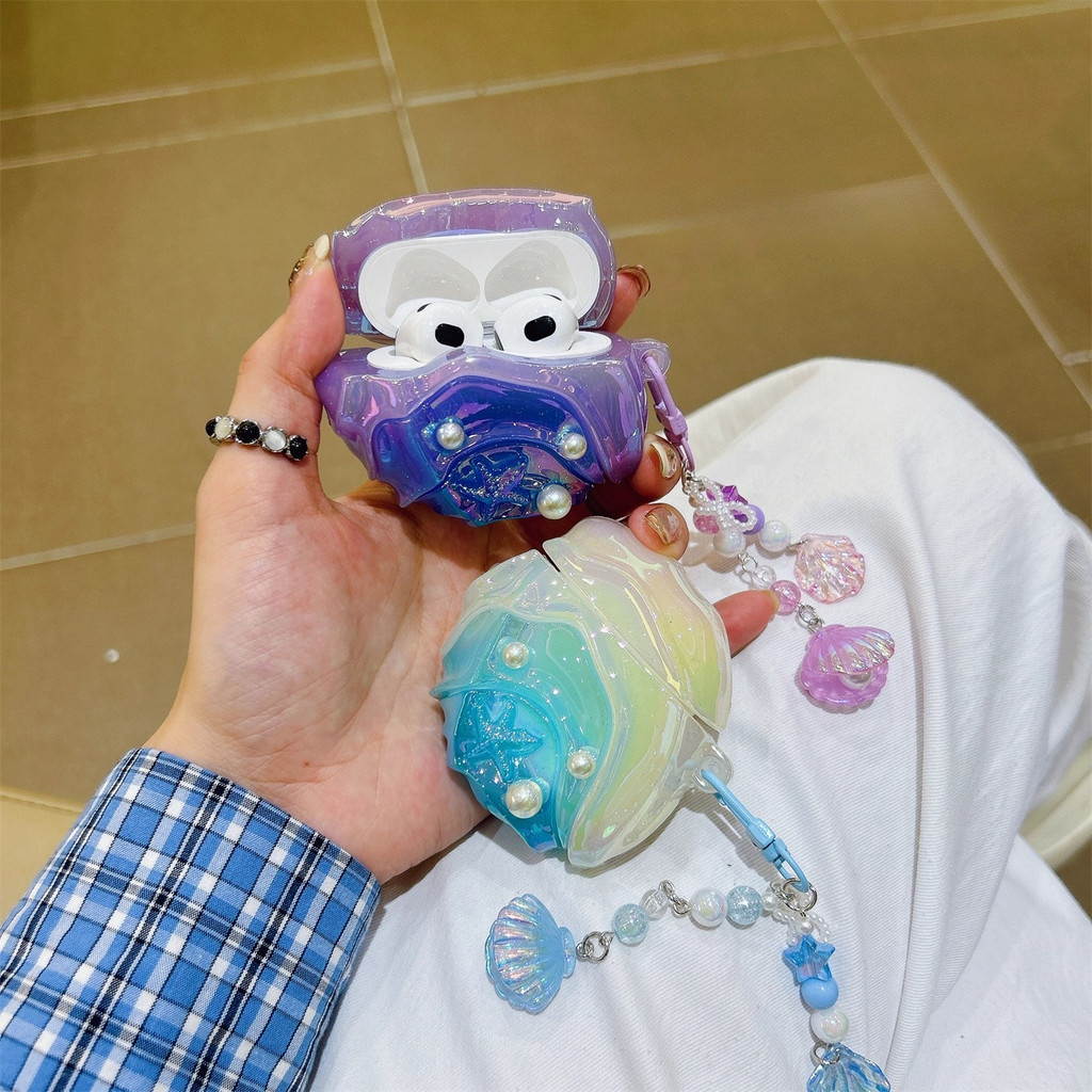 Warna-warni mutiara kerang AirPods pro3 earphone kasus pelindung untuk kasus pelindung bluetooth air