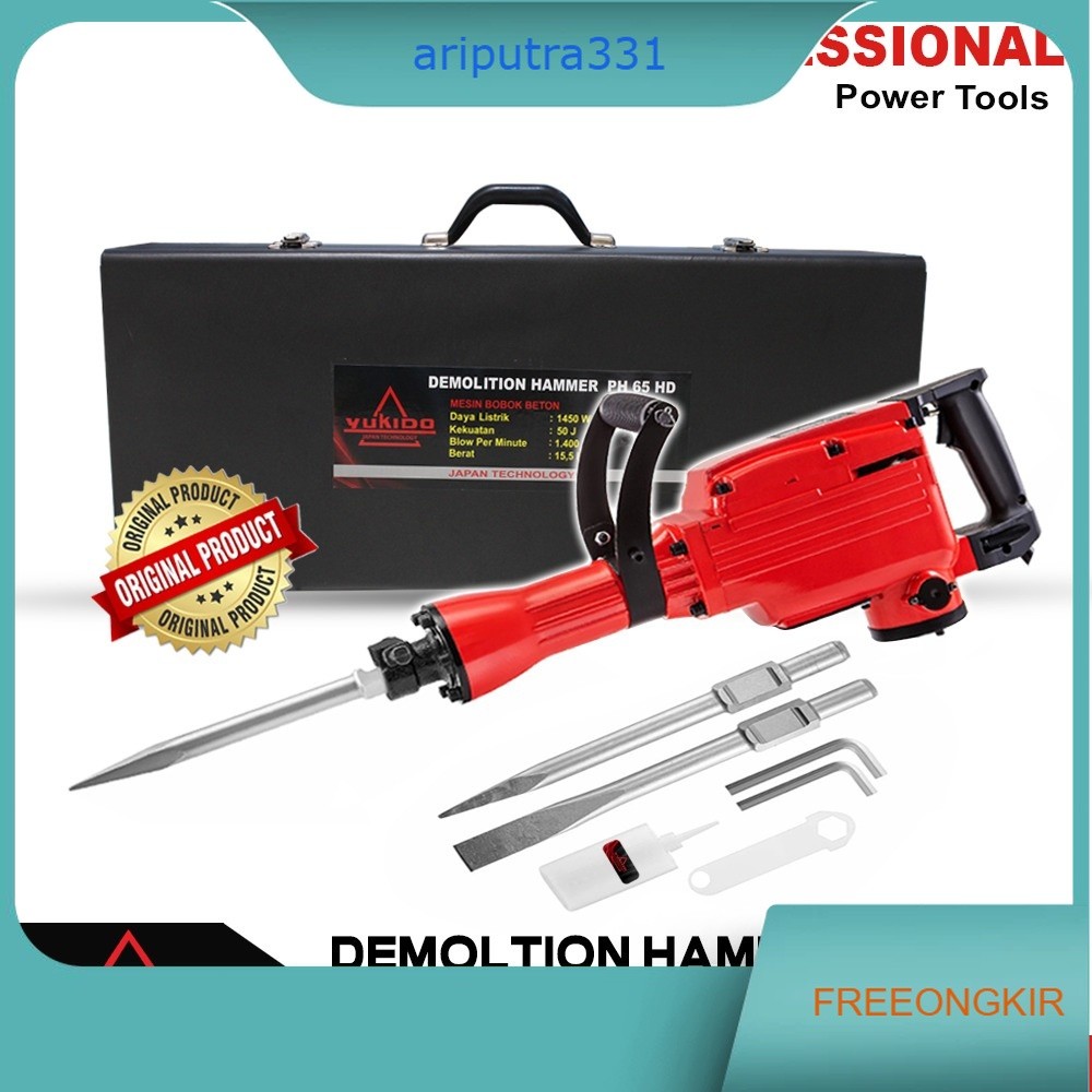 Yukido Jack Hammer Demolition Mesin Bor Bobok Beton PH65 Heavy duty