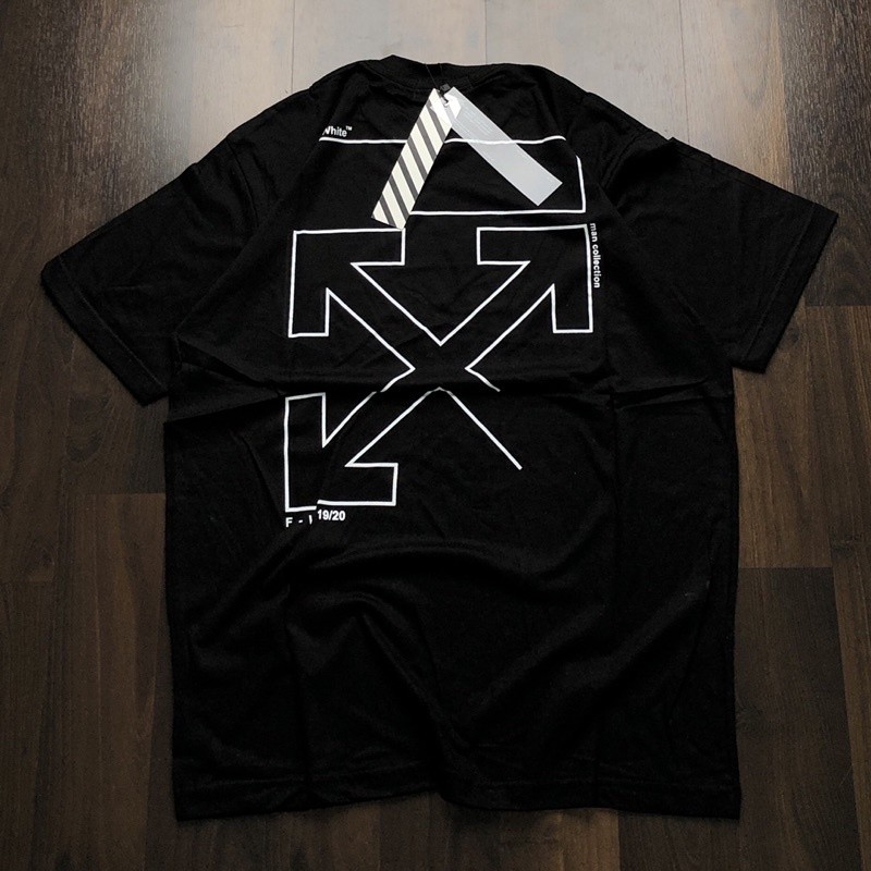 KAOS OFF WHITE - LINE STUCK HITAM MIRROR 1:1 ORIGINAL