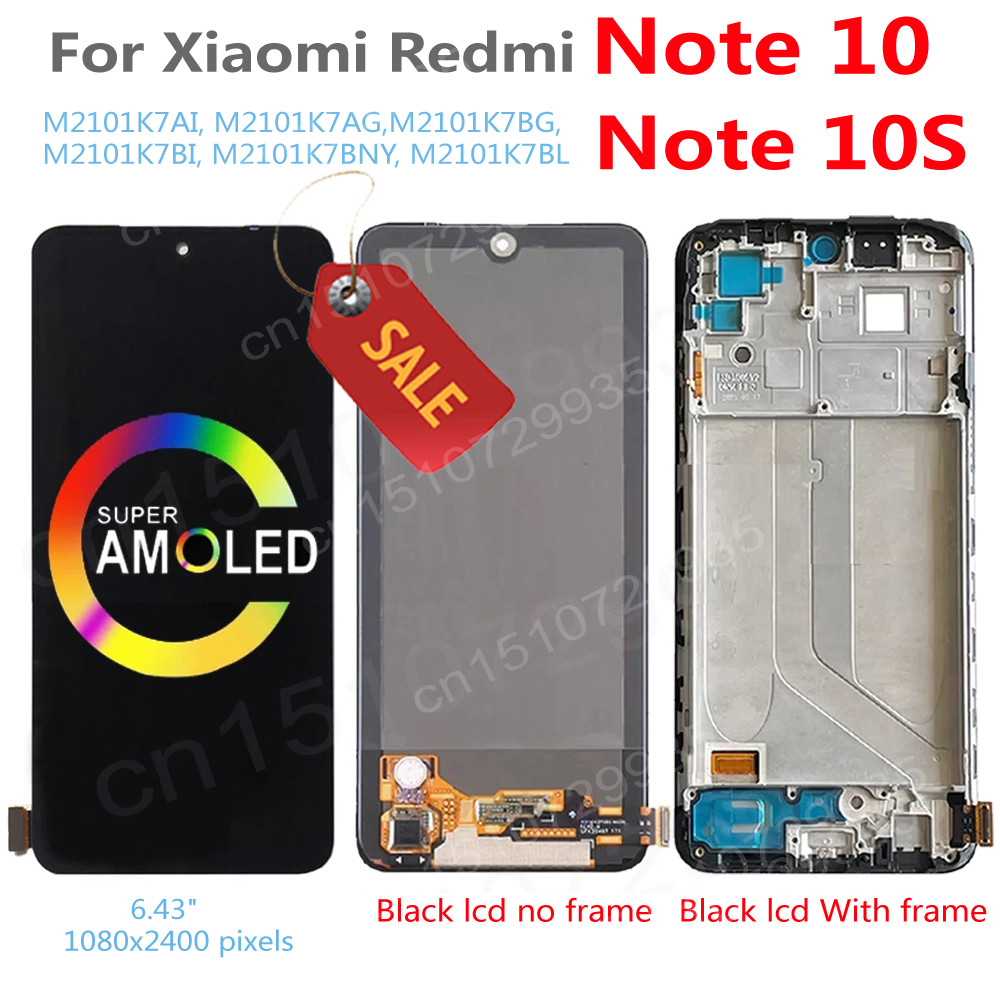 Amoled / TFT LCD For Xiaomi Redmi Note 10 Note10 Screen Tou Glass Digitizer Assembly With Frame Note