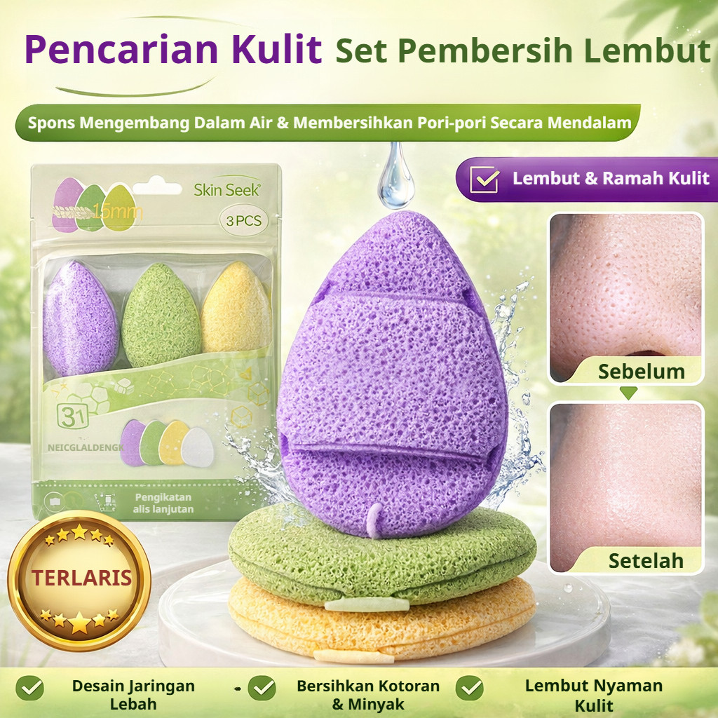 [100% Asli] Aman Dikulit Sensitif Spons Pembersih Masker Tanpa Bilas/Spons Makeup Remover Praktis/po