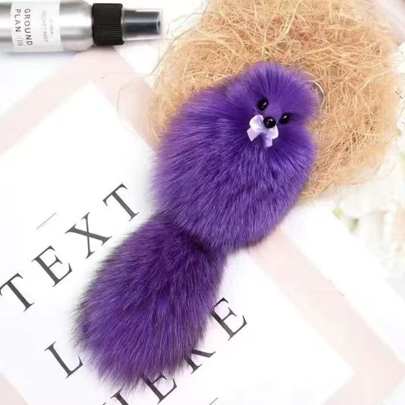Liontin rubah kecil, bola rambut bulu, gantungan kunci mobil, tas, liontin ekor rubah.