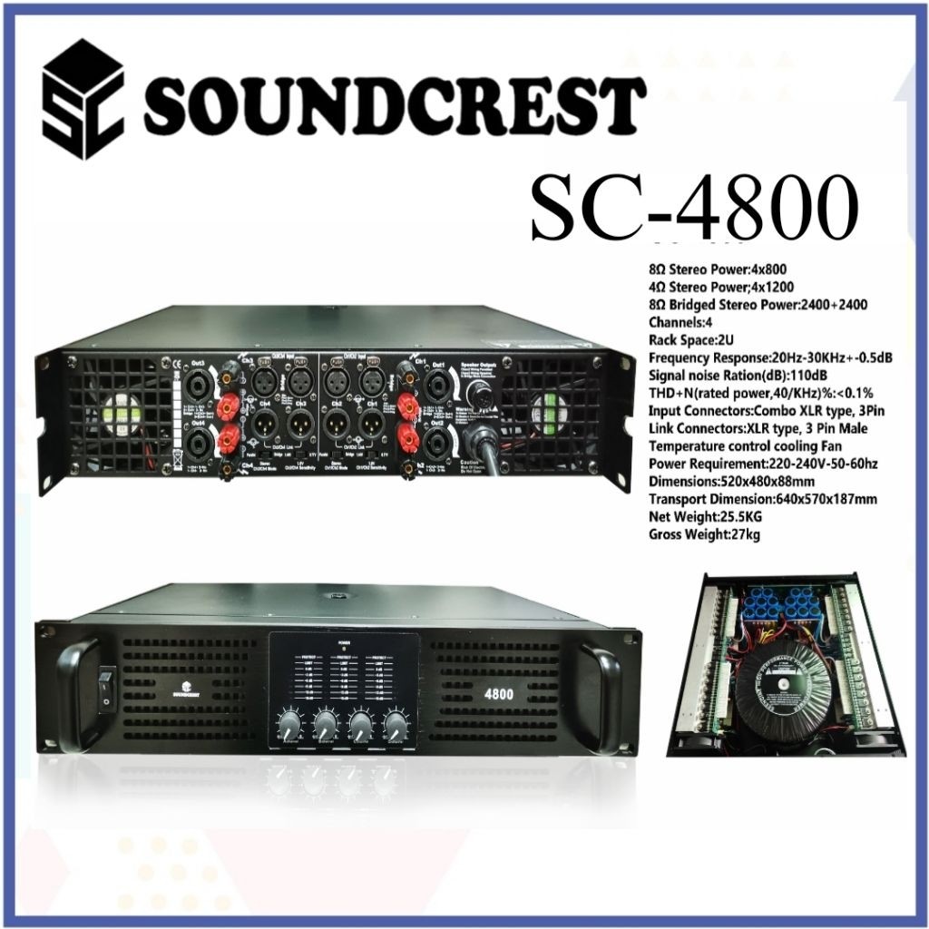 Power Amplifier Soundcrest SC4800 SC 4800 4 channel (2U)