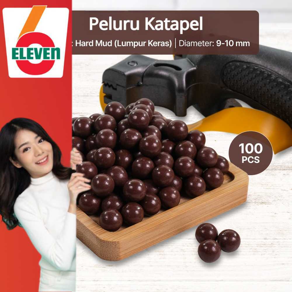 6ELEVEN - Yernea Peluru Ketapel Slingshot Ammo Hard Mud Balls 9-10mm 100 PCS - PBP5