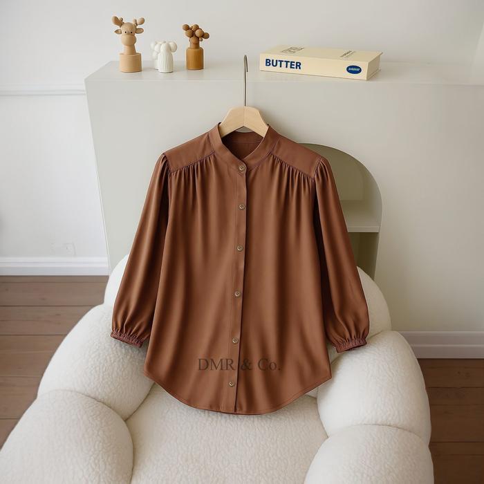 Atasan Kemeja Polos Jumbo - Baju Oversize - Atasan Casual Panjang Wanita Kekinian - Blouse Avena - L