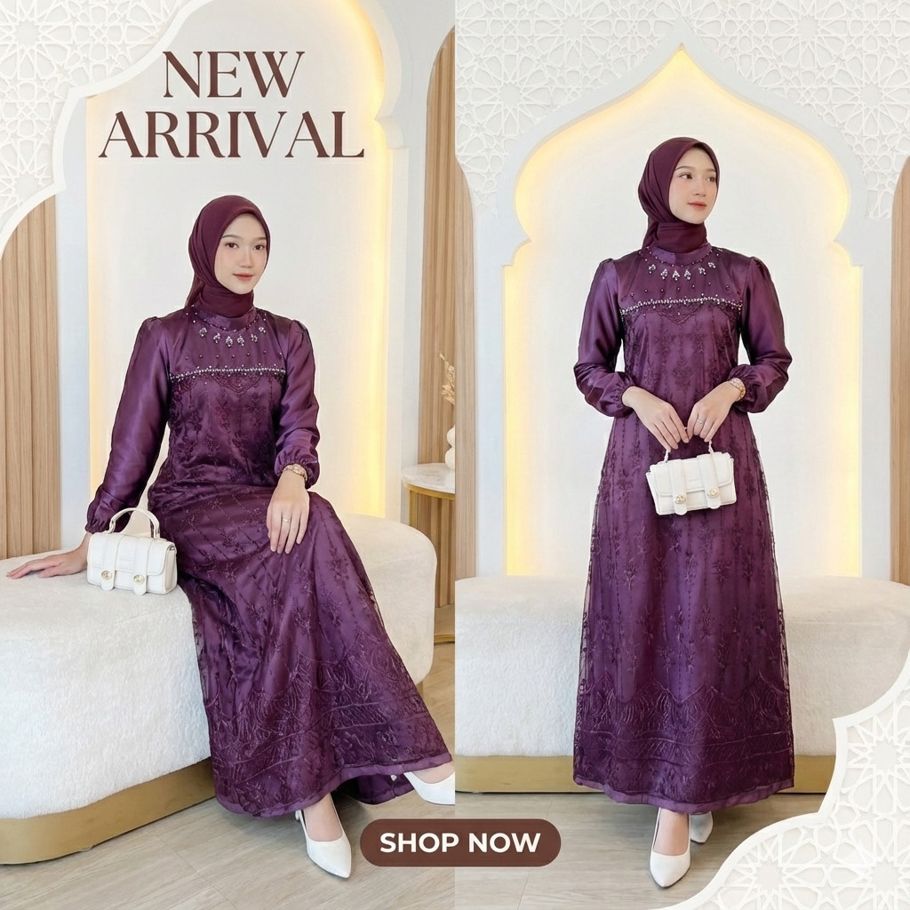 Gamis Raya 2026 Gamis Wanita Lebaran Brukat Modern Baju Lebaran 2026 - Amanda Dress