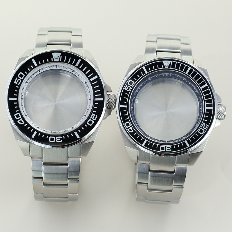 for Mofied King Samurai Case 43.8mm Men's Watch Case Bracelet Sapphire Crystal For Seiko NH35 NH36 N