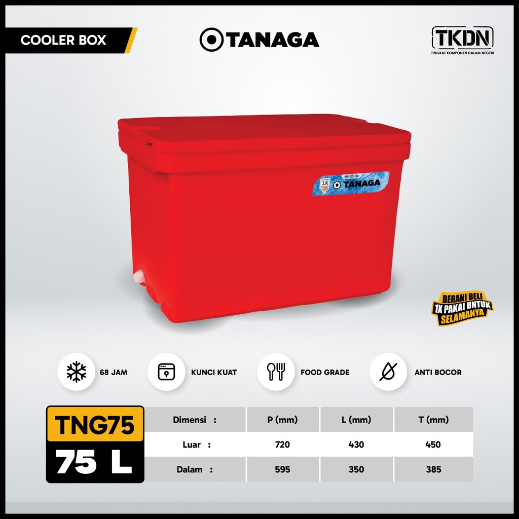 TANAGA Cool Box 75 Liter Cooler Box Es Batu Ikan Daging Ice Box Kotak Container Tahan Lama