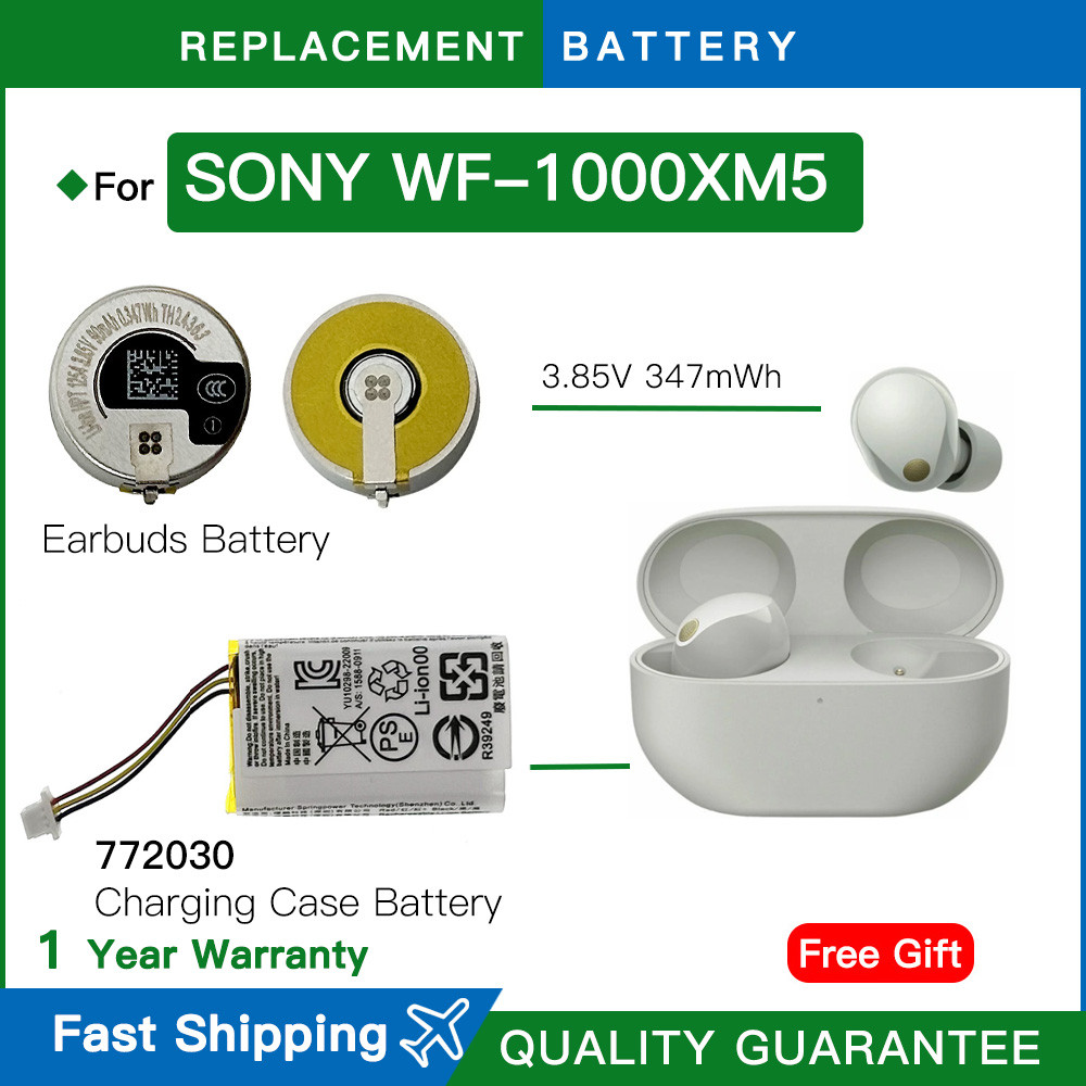 Replacement battery 772030 For Sony WF-1000XM5 XM5 New Wireless earbuds 3.85V Charging Case replace 