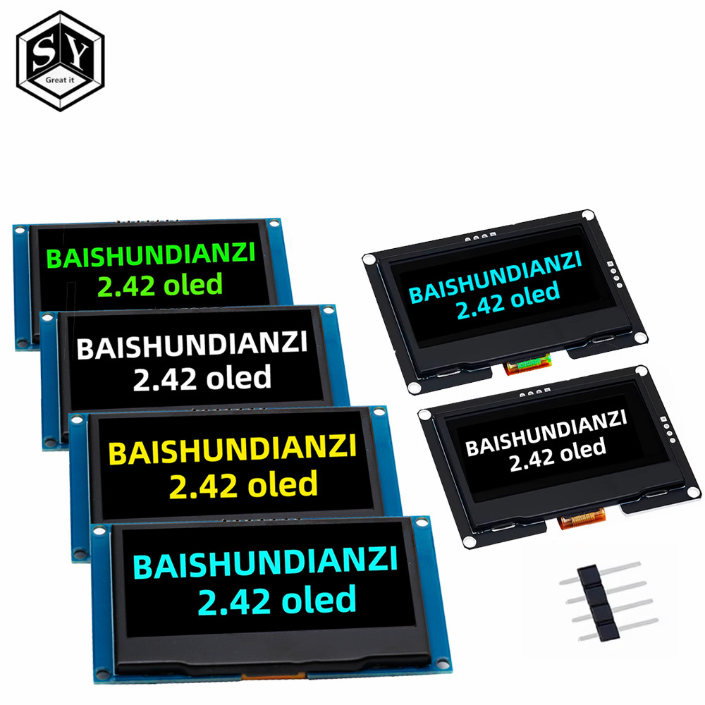 GREAT IT  2.42" 2.42 inch LCD Screen White BLUE 128x64 OLED splay Module IIC I2C SPI Serial for C51 