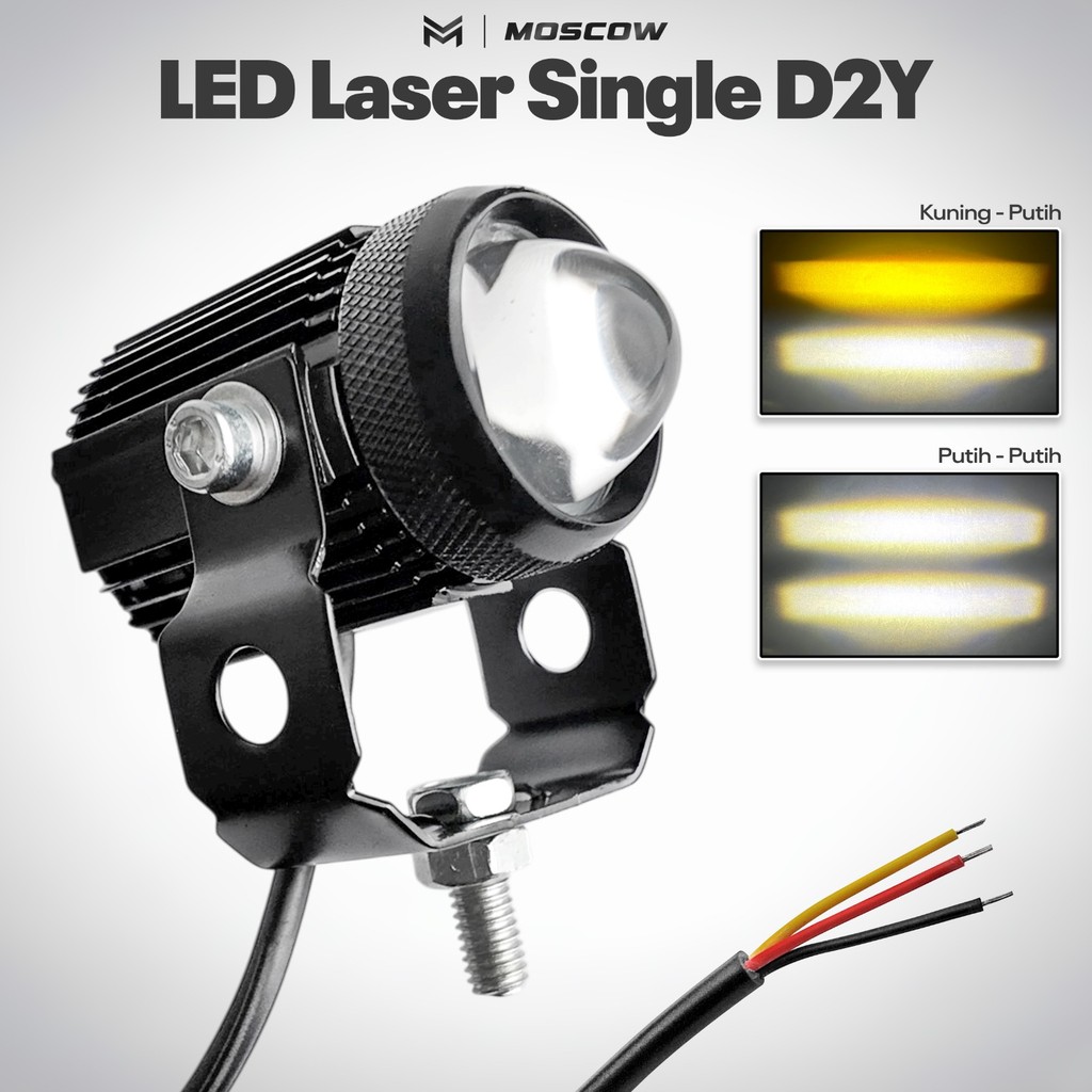 LAMPU TEMBAK LASER D2 D3 SINGLE LED 2 WARNA HIGH LOW WATERPROOF LASER GUN Mini D2Y MOSCOW 15 Watt hi