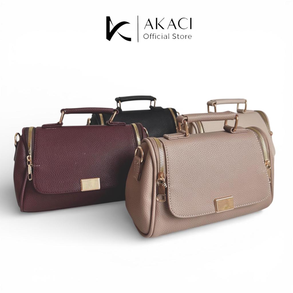 Akaci-ELLEN Tas tangan dan selempang wanita 09-8649 bahan kulit papirut  1 ruang tas kondangan terba